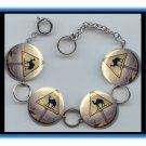 CAMEL CROSSING Road Highway Sign Altered Art Button Charm Bracelet with Rhinestone