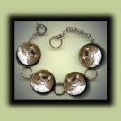 CAT DRESSED Victorian Vintage Clothes Altered Art Button Charm Bracelet with Rhinestone