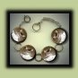 CAT DRESSED Victorian Vintage Clothes Altered Art Button Charm Bracelet with Rhinestone
