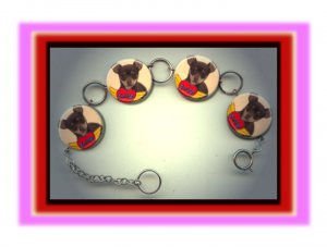 CHIHUAHUA LOVE Pet Dog Altered Art Button Charm Bracelet with Rhinestone