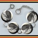 FLEA Parasite Insect Entomology Altered Art Button Charm Bracelet with Rhinestone
