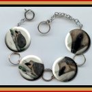 HEDGEHOG Vintage Postcard Altered Art Button Charm Bracelet with Rhinestone
