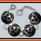 LEMUR Altered Art Button Charm Bracelet with Rhinestone