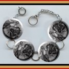 LION TAMER Vintage Circus Altered Art Button Charm Bracelet with Rhinestone