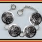 LION TAMER Vintage Circus Altered Art Button Charm Bracelet with Rhinestone
