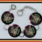 MANX Exotic Pet Cat Altered Art Button Charm Bracelet with Rhinestone