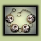 MOUSE Dressed in victorian Clothes Altered Art Button Charm Bracelet with Rhinestone