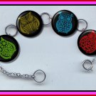 OWLS Retro Design Altered Art Button Charm Bracelet with Rhinestone