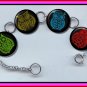 OWLS Retro Design Altered Art Button Charm Bracelet with Rhinestone