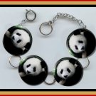 PANDA BEAR Altered Art Button Charm Bracelet with Rhinestone