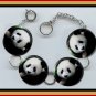 PANDA BEAR Altered Art Button Charm Bracelet with Rhinestone