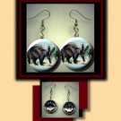 AARDVARK Altered Art Dangle Badge Earrings with Rhinestone