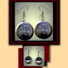 BEAVER Animal cute face Altered Art Dangle Badge Earrings with Rhinestone