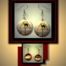 CAMEL CROSSING Road Highway Sign Altered Art Dangle Badge Earrings with Rhinestone