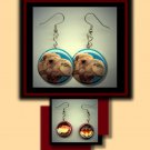 CAMEL FACE Altered Art Dangle Badge Earrings with Rhinestone