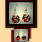COLLIE LOVE Pet Dog Altered Art Dangle Badge Earrings with Rhinestone