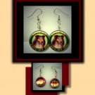 COLLIE Love me & my Dog Altered Art Dangle Badge Earrings with Rhinestone