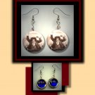 BEETHOVEN Conducting Altered Art Dangle Badge Earrings with Rhinestone