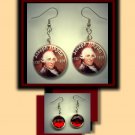 HAYDN Classical Music Composer Altered Art Dangle Badge Earrings with Rhinestone