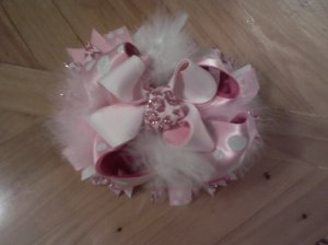 PINK && WHITE OVER THE TOP BOW