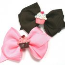 Pink & Chocolate Cupcake Hair Bow