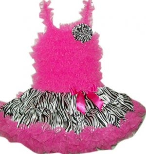 Hot Pink & Black Zebra Full Ruffle Pettidress (18month)