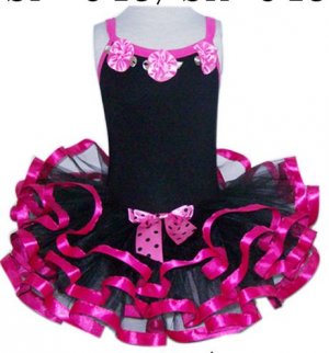 Hot Pink & Black Ruffle Dress (large)