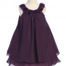 Purple Multi-Layered Chiffon Dress with Roses (6)