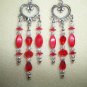 New Heart Chandilier Earrings With Red Swarovski Crystals