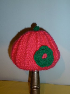 Vesper Baby Hand Knit Hat with Crochet Flower Pink 12-18 Months old