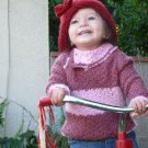 Knit Sweater Children Girls Cowl Neck Brown and Pink Size 12-18 Months