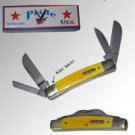 4" Sunshine Yellow Congress Pocket Knife-4 Blades w/ Real Bone Handle