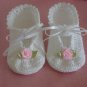 Crochet Baby Girl Booties Pink Ribbon Rose Photo Prop Gift