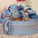 Victorian Keepsake / Trinket Box - Mediurm Round Blue - Vintage Style