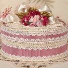 Victorian Rose Keepsake / Trinket / Hat Box - Med Round- Vintage Style - Hand Decorated