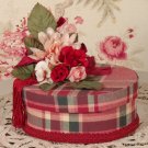 Oval Victorian Keepsake / Trinket / Hat Box in Waverly Print - Vintage Style - Hand Decorated