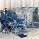 Blue Victorian Keepsake / Hat Box in Waverly Print - Large Rectangle Vintage Style