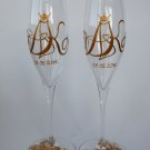 Set of 2 Personalized Champagne glasses Royal initials