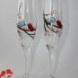 Set of 2 Personalized Champagne glasses Love Birds on the branch