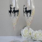 Set of 2 Personalized Champagne glasses Two deers