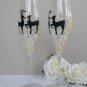 Set of 2 Personalized Champagne glasses Two deers