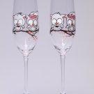 Set of 2 Personalized Champagne glasses Owl on branch