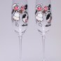 Set of 2 Personalized Champagne glasses Wedding theme Cows Black and white