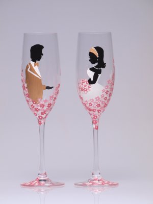 Hand painted Wedding Toasting Flutes Set of 2 Personalized