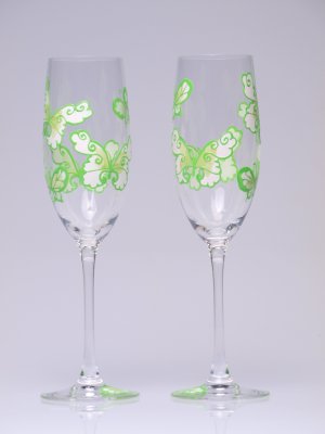 Hand painted Wedding Toasting Flutes Set of 2 Personalized