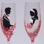 Hand painted Wedding Toasting Flutes Set of 2 Personalized