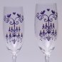 Set of 2 Personalized Champagne glasses Deep purple chandelier with crystal and birds Listing Stats