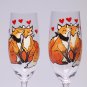 Set of 2 Personalized Champagne glasses Lovely Fox