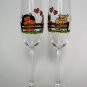 Set of 2 Personalized Champagne glasses Wedding theme Lovely Pigs