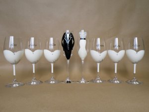 Bridal shower party glasses Wine glasses and champagne flutes suit and dresses